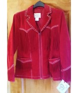 Beautiful Cripple Creek Leather coat  Red with fringe and buckstitching.... - £235.14 GBP