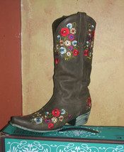 Gorgeous! Lane Boot Allie Cowgirl Fashion Leather Multi  Floral Embroidery - £214.39 GBP