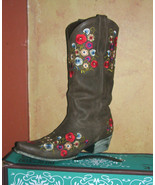 Gorgeous! Lane Boot Allie Cowgirl Fashion Leather Multi  Floral Embroidery - $269.00