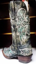 Awesome!Ferrini Cowgirl, Rocker Boot -, Lasar Angel, Black Turquoise Bling - $299.00