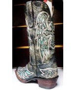 Awesome!Ferrini Cowgirl, Rocker Boot -, Lasar Angel, Black Turquoise Bling - £235.51 GBP