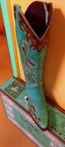 Stunning! Lane Boot AMBER -Cowgirl  Tall top Zippered Turquoise/brown trim - $399.00
