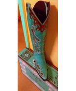 Stunning! Lane Boot AMBER -Cowgirl  Tall top Zippered Turquoise/brown trim - £314.27 GBP