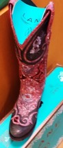 Cowgirl rocker Lane Anabella, black, grey, rose red boot, roses &amp; bling ... - $379.00