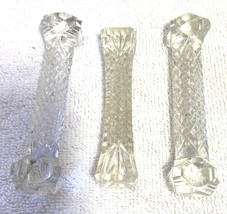 Set Of 3 Vintage Diamond Cut Glass Crystal Knife Rest - $48.51