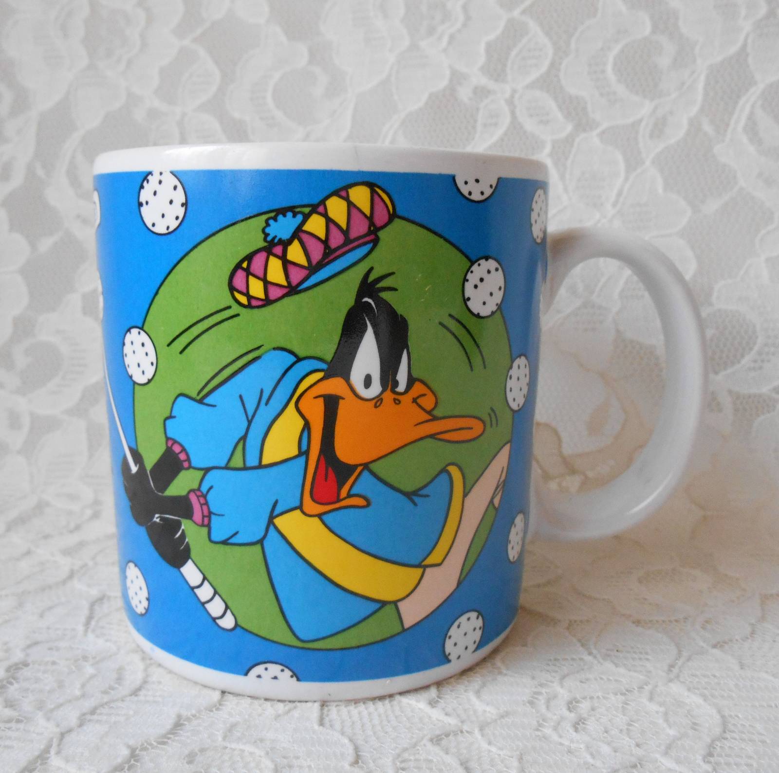 Primary image for Vintage Mug Daffy Duck Golfing Looney Tunes Warner Bros. Collectible Cup Sakura