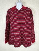 Daniel Cremieux Red Striped Knit Polo Shirt Long Sleeve Mens Large - $13.49