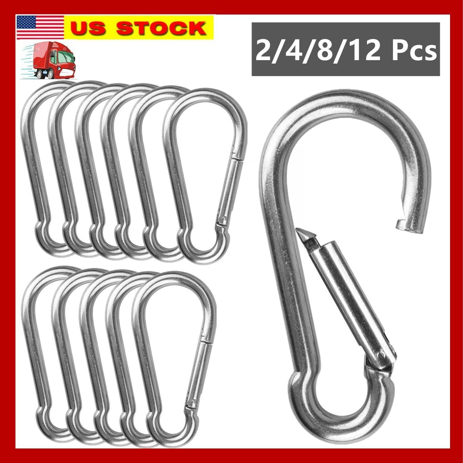 2/4/8/12 Pcs of 4.7 Inch Carabiner Clips Stainless Steel Spring Snap Hoo... - $9.89+