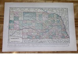 1902 Original Antique Map Of Nebraska / North Dakota On Back - $24.22