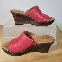 Womans Clarks Artisan Wedge Slides Brick Red Leather Upper Size 7 - £22.30 GBP