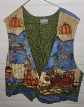 Made Especially For You Womens Fall Pumpkin Harvest Vest L-XL One Button - $14.99