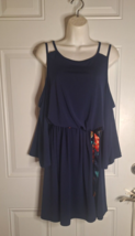 VENUS Royal Blue Cold Shoulder 3/4 Flare Sleeve Knee Length Dress Size XL - £17.41 GBP