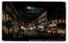 Main Street by Night Kansas City Missouri Postcard - £11.72 GBP