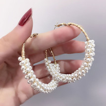 Fashion Pearl String Earrings Women Elegant circle Earrings  Crystal Shape Earri - £6.70 GBP