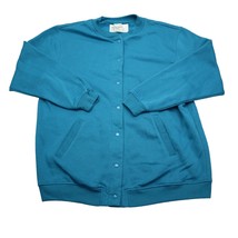 Blair Sweatshirt Womens L Blue Long Sleeve Snap Button Pocket Fleece Cardigan - £23.72 GBP