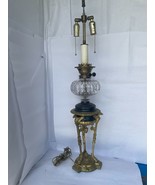 Vintage Continental Gilt Bronze &amp; Glass Tripod Oil Lamp - now electrified - $14,223.84 MXN