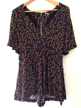 NWT Free People Beautiful Black Combo V-Neck Sexy Retro Romper Suit 8 $128 - $51.60
