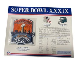 SUPER BOWL XXXIX Patriots vs Eagles 2005 OFFICIAL SB NFL PATCH Card - $18.69