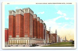 Postcard Michigan Avenue North From Stevens Hotel Chicago Illinois IL - £3.66 GBP