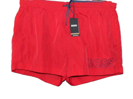Hugo Boss Red Black Logo Men&#39;s Swim Shorts Beach Athletic Size 2XL - $69.66