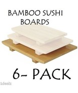 BRAND NEW Large Bamboo Sushi Serving Board 10 1/2&quot; x 7&quot; x 1 1/4&quot; - 6 Pac... - $73.20