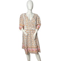 Emory Rose 3XL Floral Print Dress V-Neck 3/4 Sleeve Boho Casual White Or... - $14.99