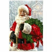 Evergreen Santa&#39;s Wreath Flag Satin Reflections 29x43&quot; Double Sided Chri... - £23.40 GBP