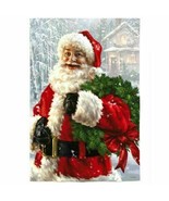 Evergreen Santa&#39;s Wreath Flag Satin Reflections 29x43&quot; Double Sided Chri... - £23.33 GBP