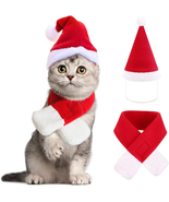 2PCS Cat Christmas Costume Pet Santa Hat w/ Scarf Outfit for Puppy Kitte... - $16.99