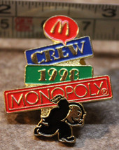 McDonalds Monopoly Crew 1998 Pennybags Employee Collectible Pinback Pin Button - £8.57 GBP