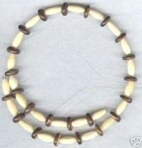 Ivory and Brown Wood Bone Wire Wrap Choker - £12.59 GBP