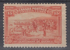 ZAYIX - 1908 Canada 102 MNG 15c red orange Quebec Tercentenary 060222S91 - £59.95 GBP