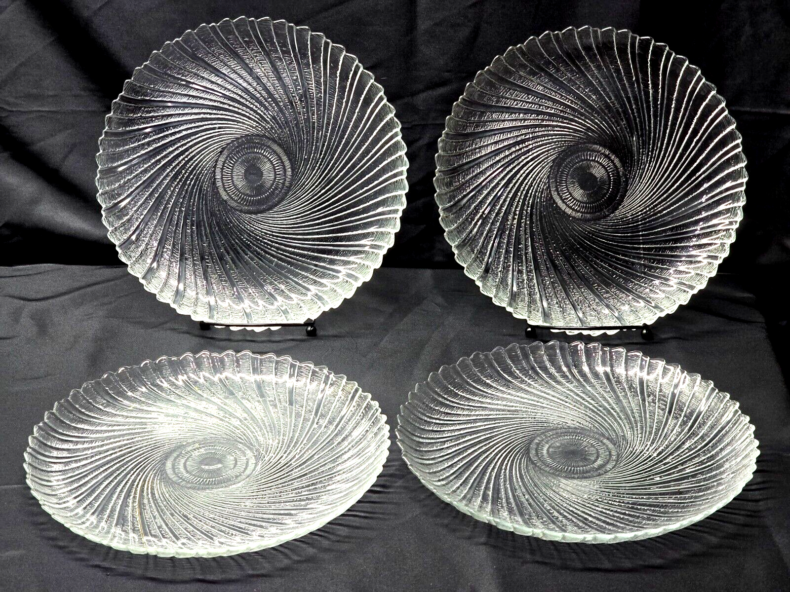 Vintage ARCOROC France 10.125" Dinner Plate SEABREEZE Swirl Pattern - Set Of 4