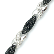 OTC BRZ silver-plated diamond tennis bracelet - black crystal X &amp; O bling safety - £19.98 GBP