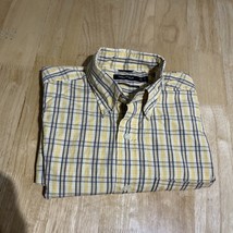 Nautica Men&#39;s Shirt Long Sleeve size M Button-Down 100% Cotton Yellow Plaid - $13.51