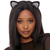 Velvet Rhinestone Cat Ears Headband Padded Kitten Kitty Costume Black 997814 - £9.89 GBP