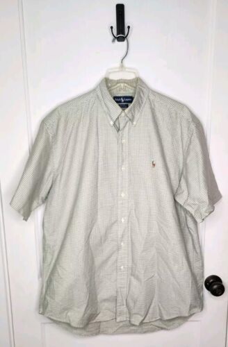 Ralph Lauren Button Down Shirt Adult L Blake Short Sleeve Purple Green P... - $18.70