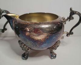 FB Rogers Silver Plate Footed Sugar Bowl/Lid & Creamer VTG image 3