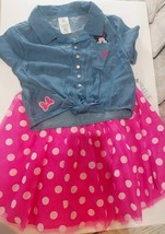 Disney Parks 2 Piece Set Minnie Mouse Girls Size 11/12 - Hot Pink Skirt ... - $28.74
