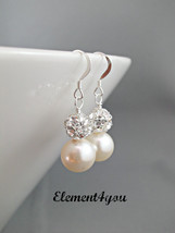 Bridal earrings, bridesmaid earrings, Swarovski cream pearls, rhinestone balls,  - £18.98 GBP