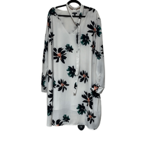 WhoWhatWear Womens Plus 4X Tunic Top Dress White Black Floral Tie Neck L... - £14.93 GBP