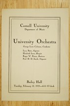Vintage Paper 1929 Cornell University Orchestra Music Dept Program Bailey Hall - £11.67 GBP