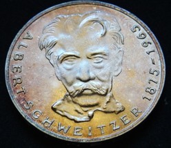 GERMANY 5 MARK UNC SILVER COIN 1975 ALBERT SCHWEITZER UNC - $18.49