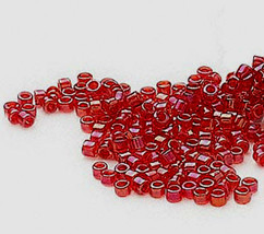 Miyuki Delicas 11/0, Lined Red AB 295, 50g glass beads cherry - £15.90 GBP