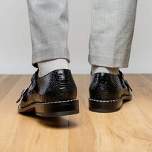 Genuine ostrich leg leather upper Shoes Napoli Black image 12
