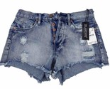 BLANKNYC Women’s Hollyweird Frayed Hem Denim Shorts Distressed Blue Size 25 - $25.73