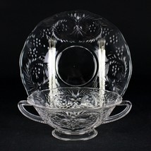 Tiffin Rock Crystal Cut Floral Swags Cream Soup Bowl &amp; Liner, Antique c1915 5&quot; - £18.68 GBP