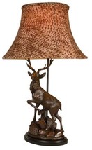 Lamp English Deer Detailed Hand Painted OK Casting Pheasant Feather Shade - £653.16 GBP