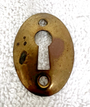 Antique Miniature Oval Brass Hidden Keyhole Escutcheon 1 3/4" - $9.41