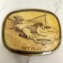 Vintage Net Play Tennis Player Racquet Belt Buckle - $19.79